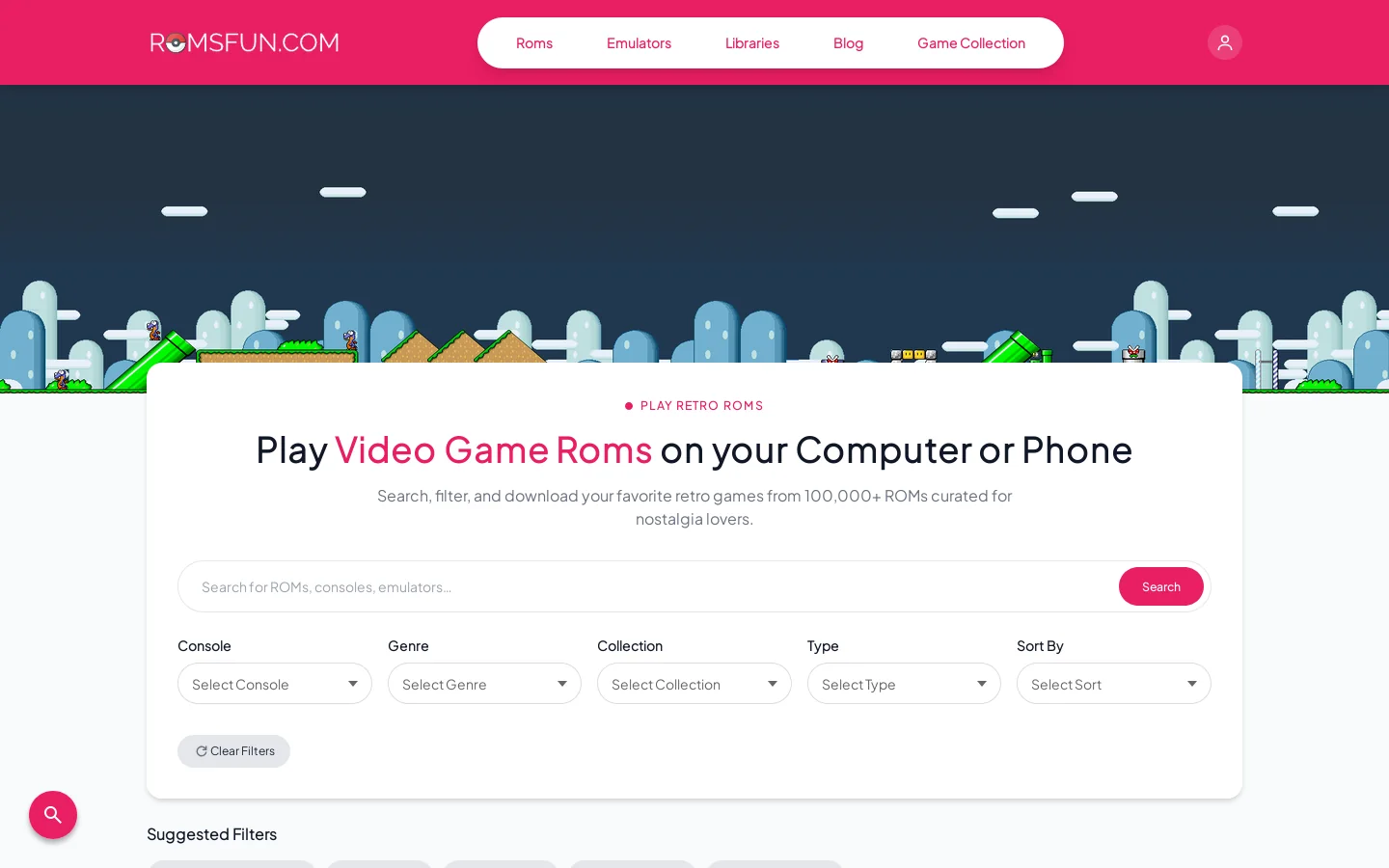 ROMSFUN Homepage screenshot