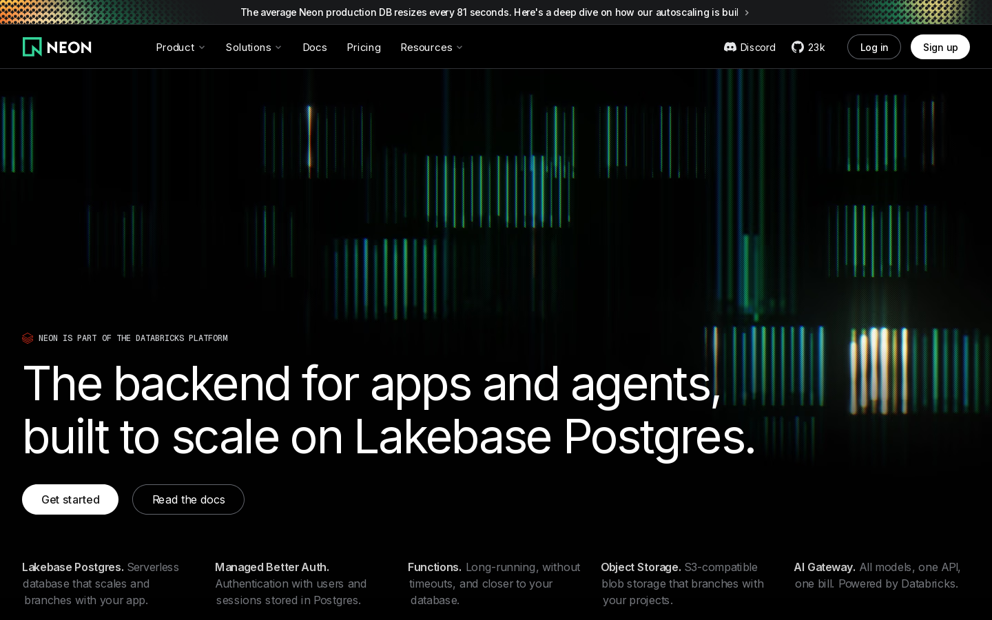 Neon Homepage screenshot