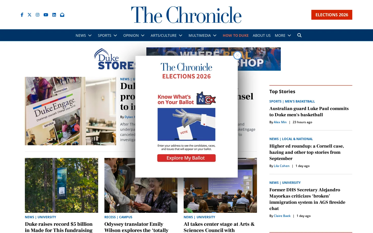 The Duke Chronicle - The Duke Chronicle Homepage screenshot