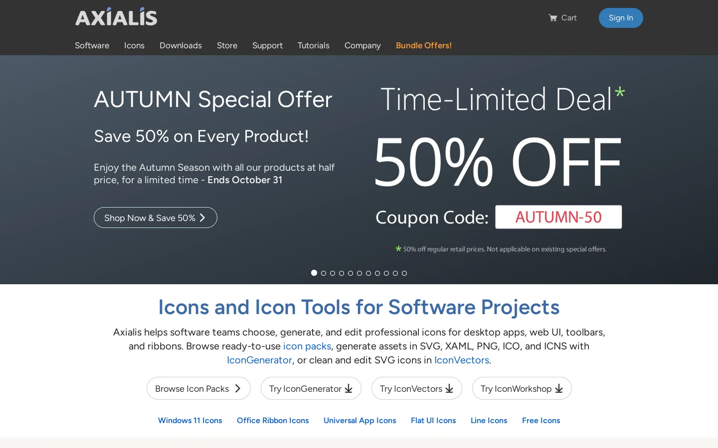 Axialis Homepage screenshot