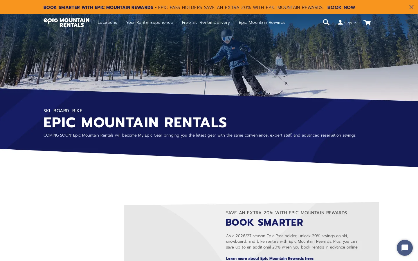 Epic Mountain Rentals Homepage screenshot