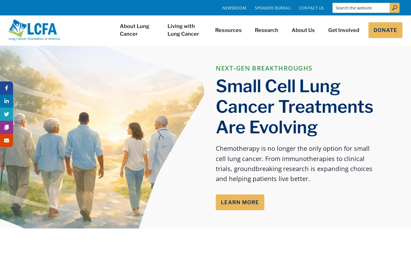 Lung Cancer Foundation of America: Research and Awareness Homepage screenshot