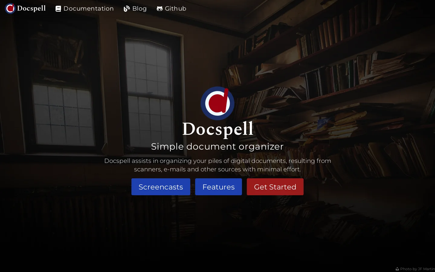 Docspell Homepage screenshot
