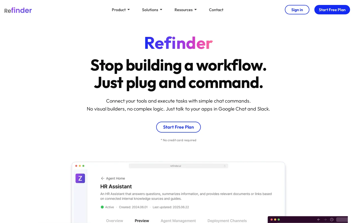 Refinder Homepage screenshot