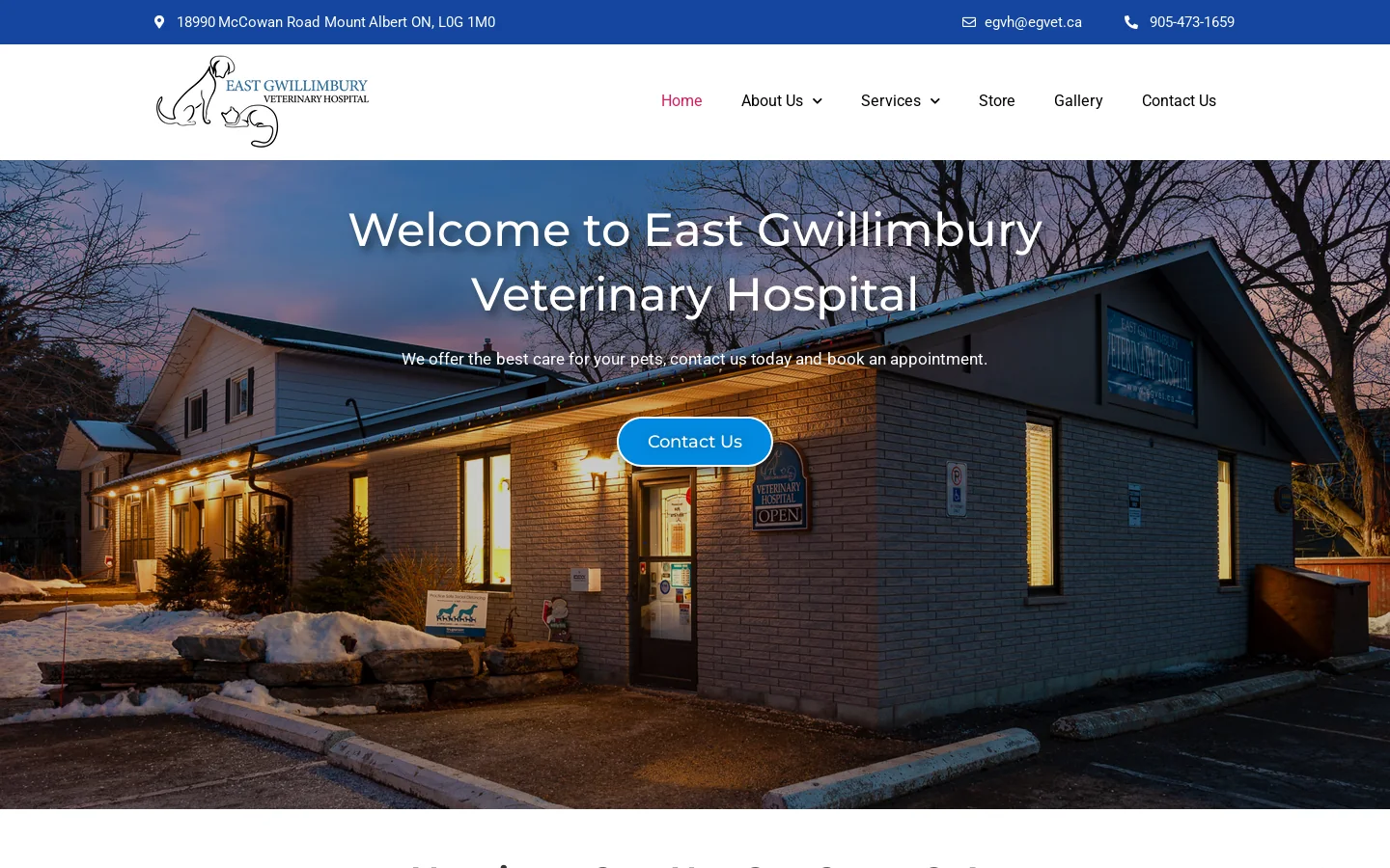 Home - East Gwillimbury Veterinary Hospital Homepage screenshot