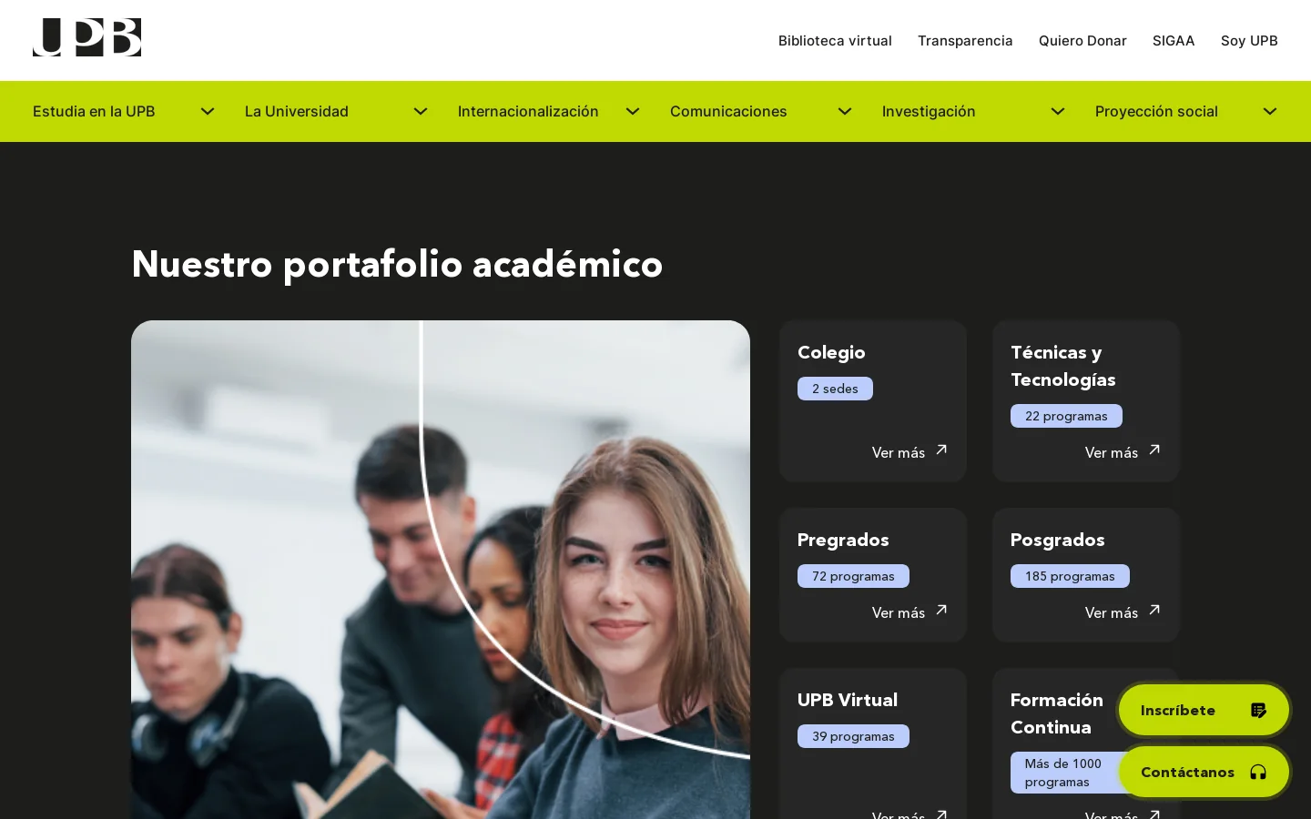 Bienvenidos a la Universidad Pontificia Bolivariana | UPB Homepage screenshot