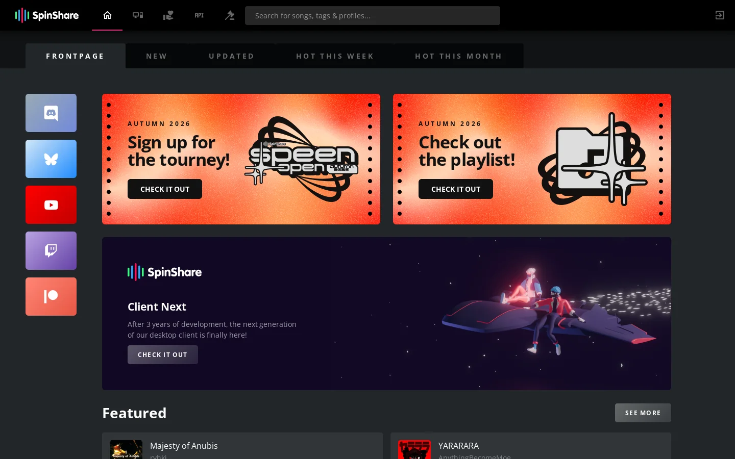 Spin Rhythm XD Custom Charts ~ SpinShare Homepage screenshot
