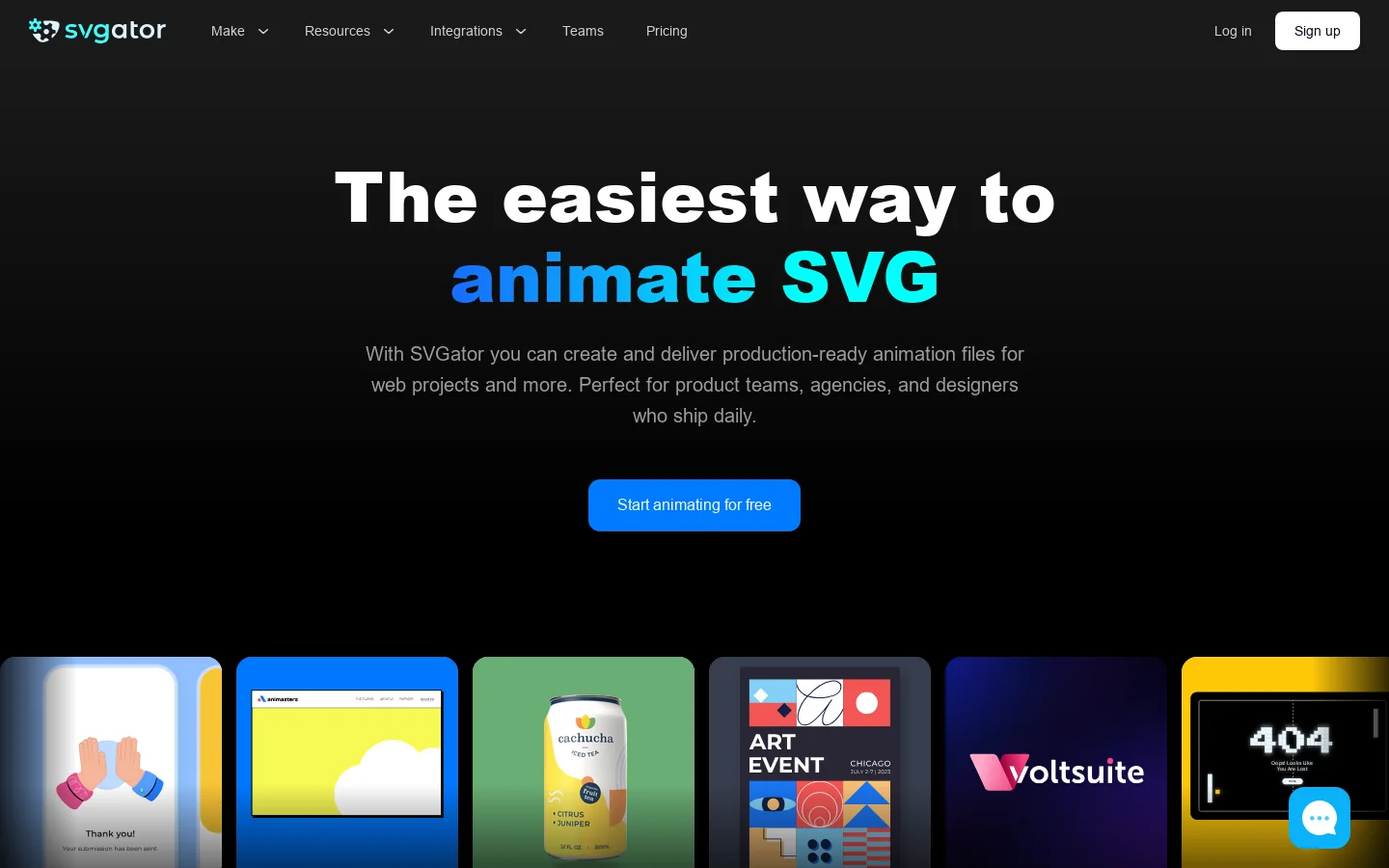 SVGator Homepage screenshot