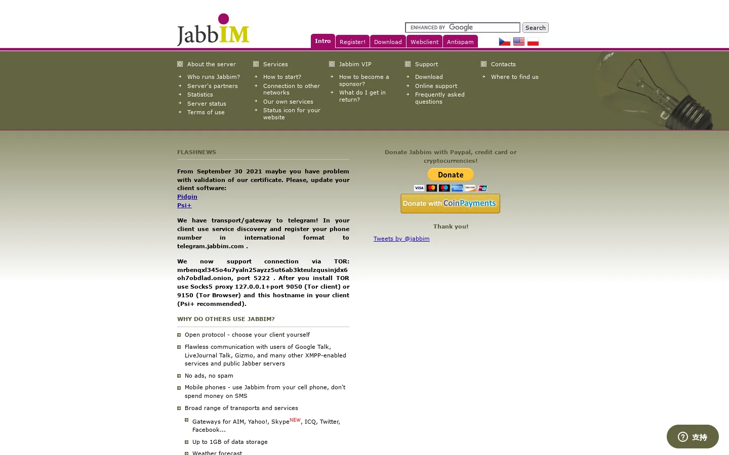 Jabbim Homepage screenshot