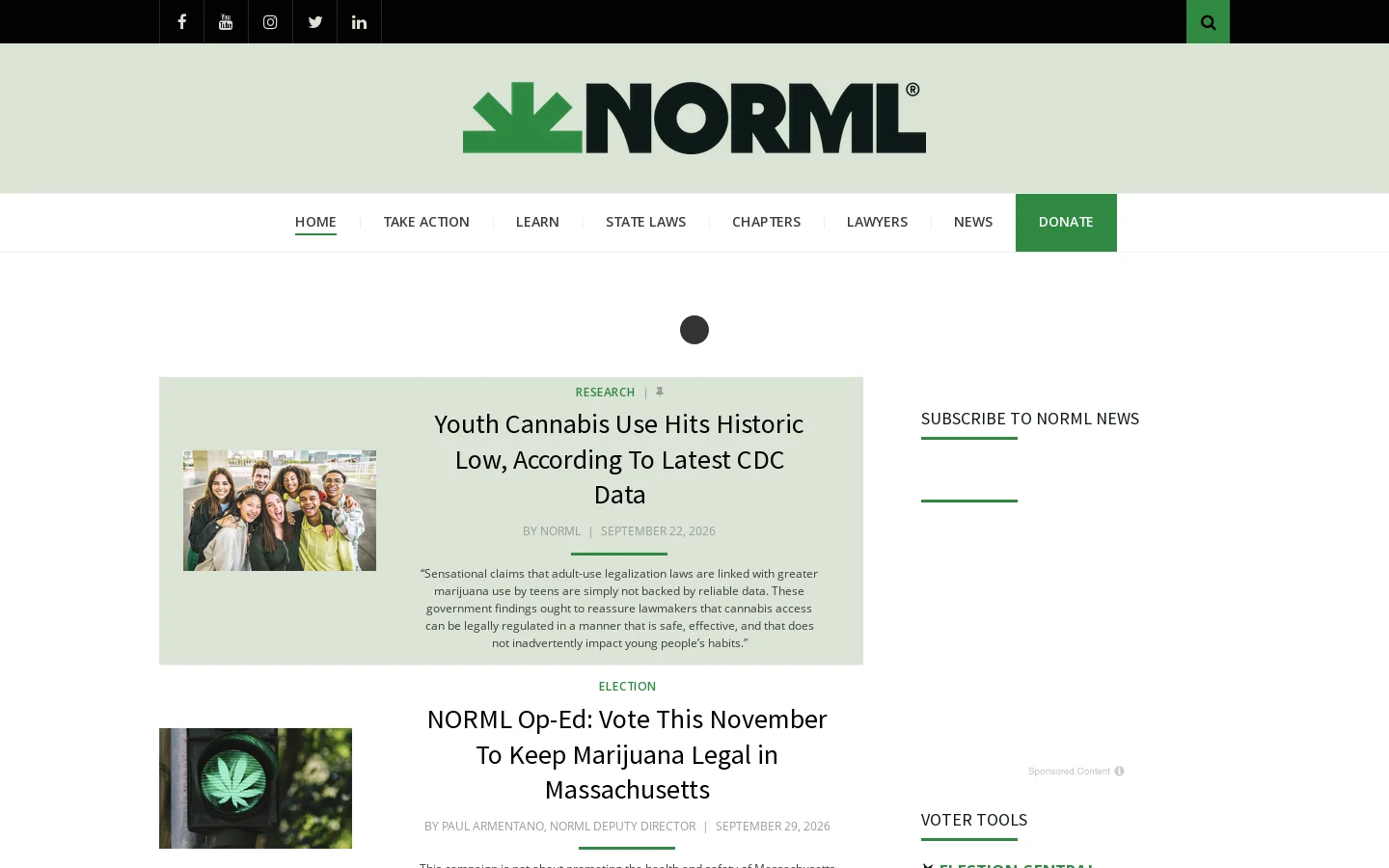 NORML Homepage screenshot