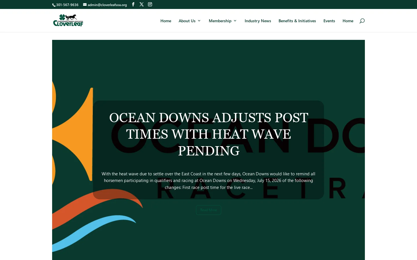 Cloverleaf Standardbred Owners' Association | Horsemen helping Horsemen Homepage screenshot