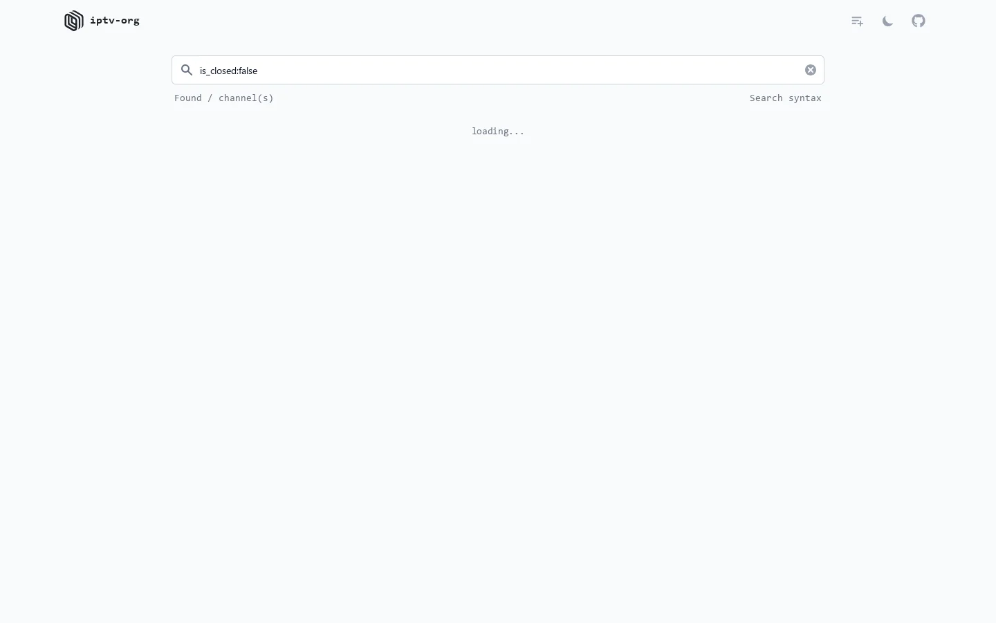iptv-org Homepage screenshot