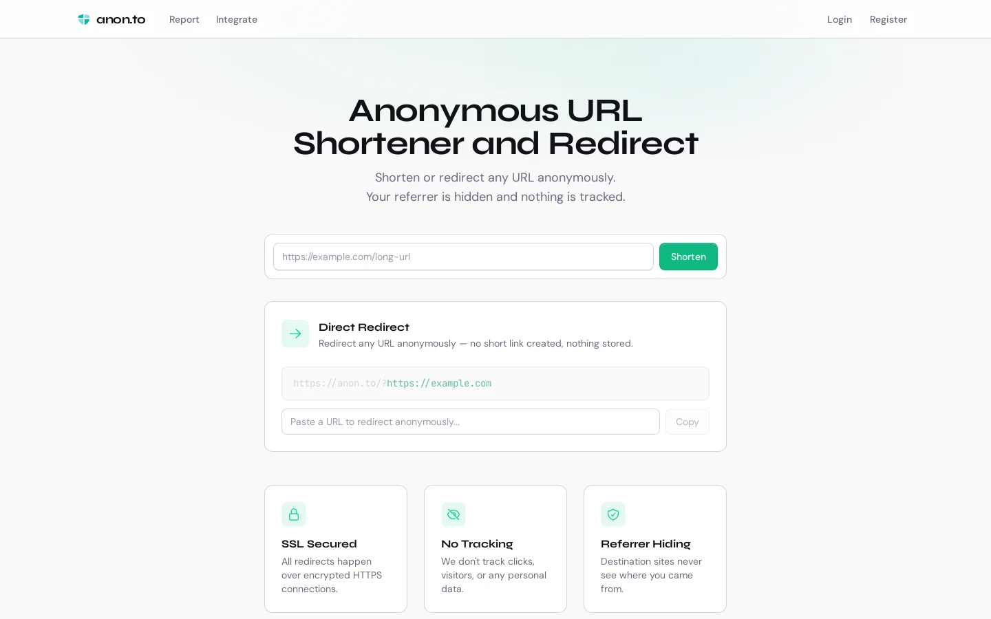 anon.to Homepage screenshot