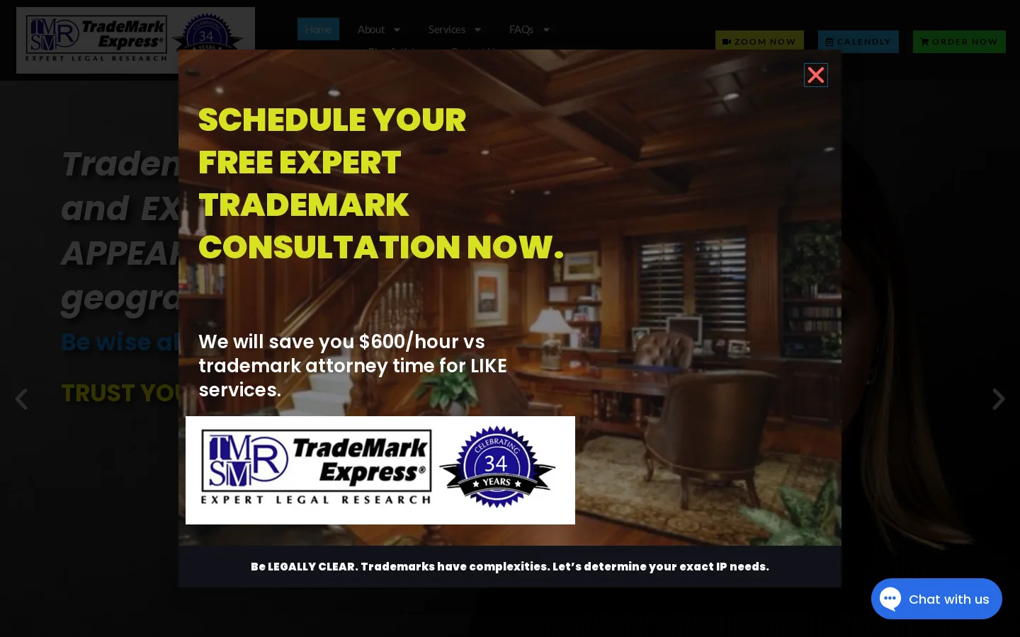 Expert Trademark Consultation & Registration | TradeMark Express Homepage screenshot