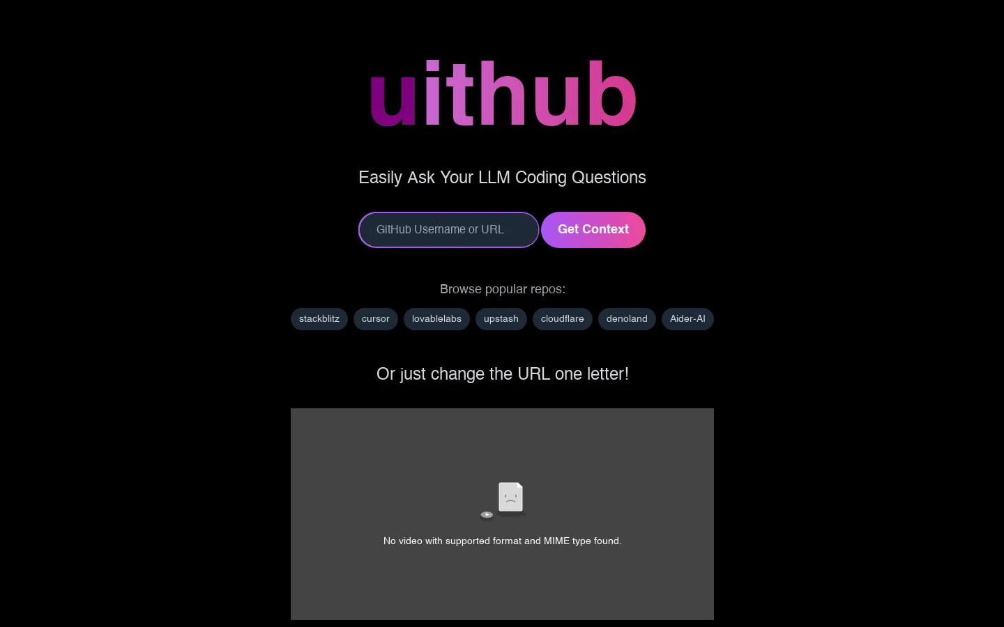 Easily Ask Your LLM Coding Questions Homepage screenshot