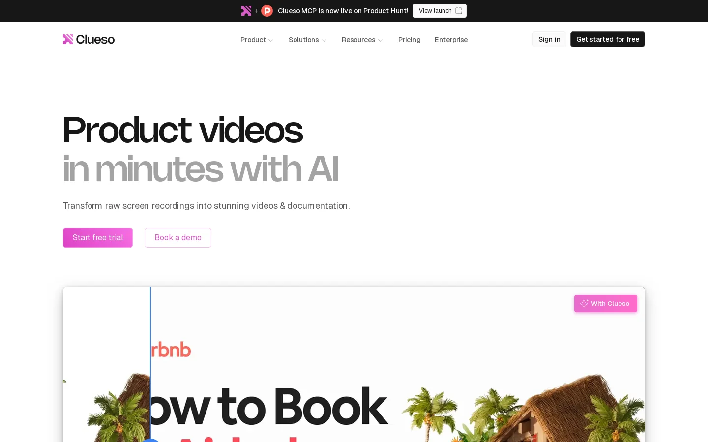 Clueso Homepage screenshot