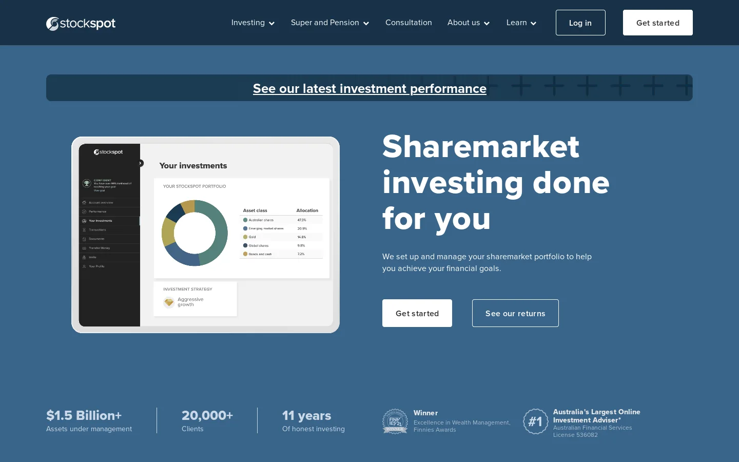 Stockspot Homepage screenshot