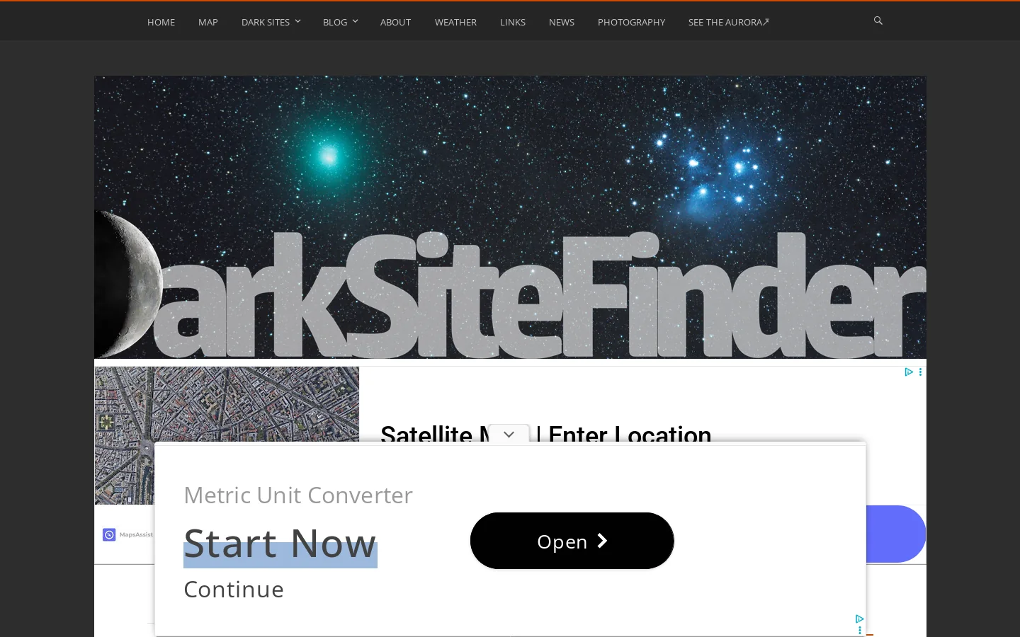 Dark Site Finder Homepage screenshot