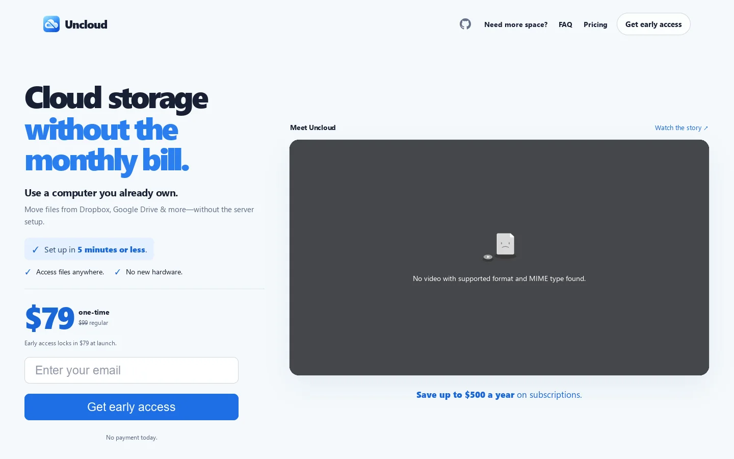 Uncloud Homepage screenshot