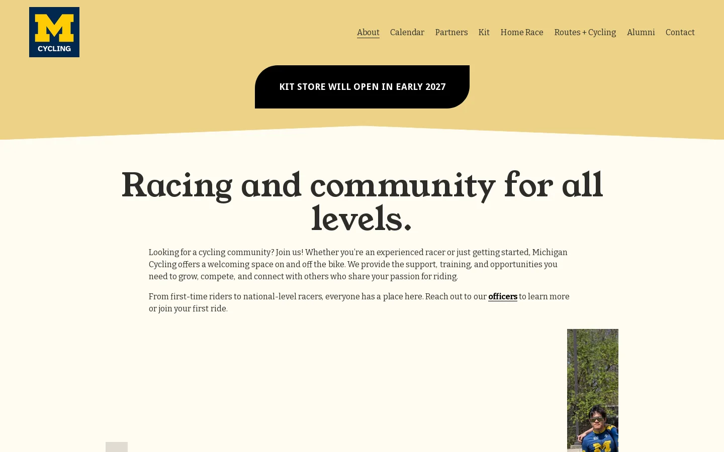 Michigan Cycling Homepage screenshot
