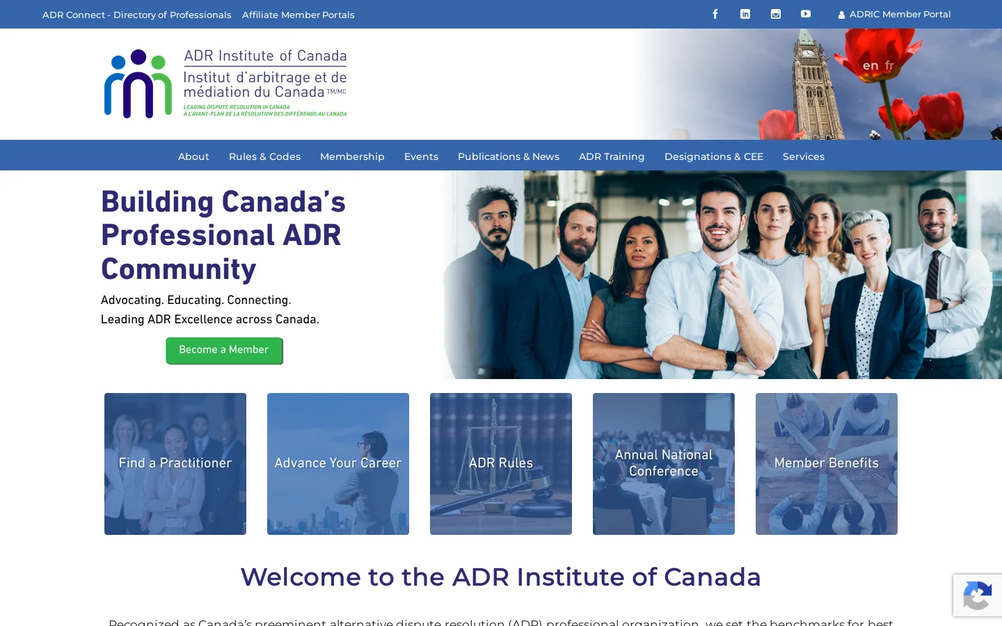 ADR Institute of Canada Homepage screenshot