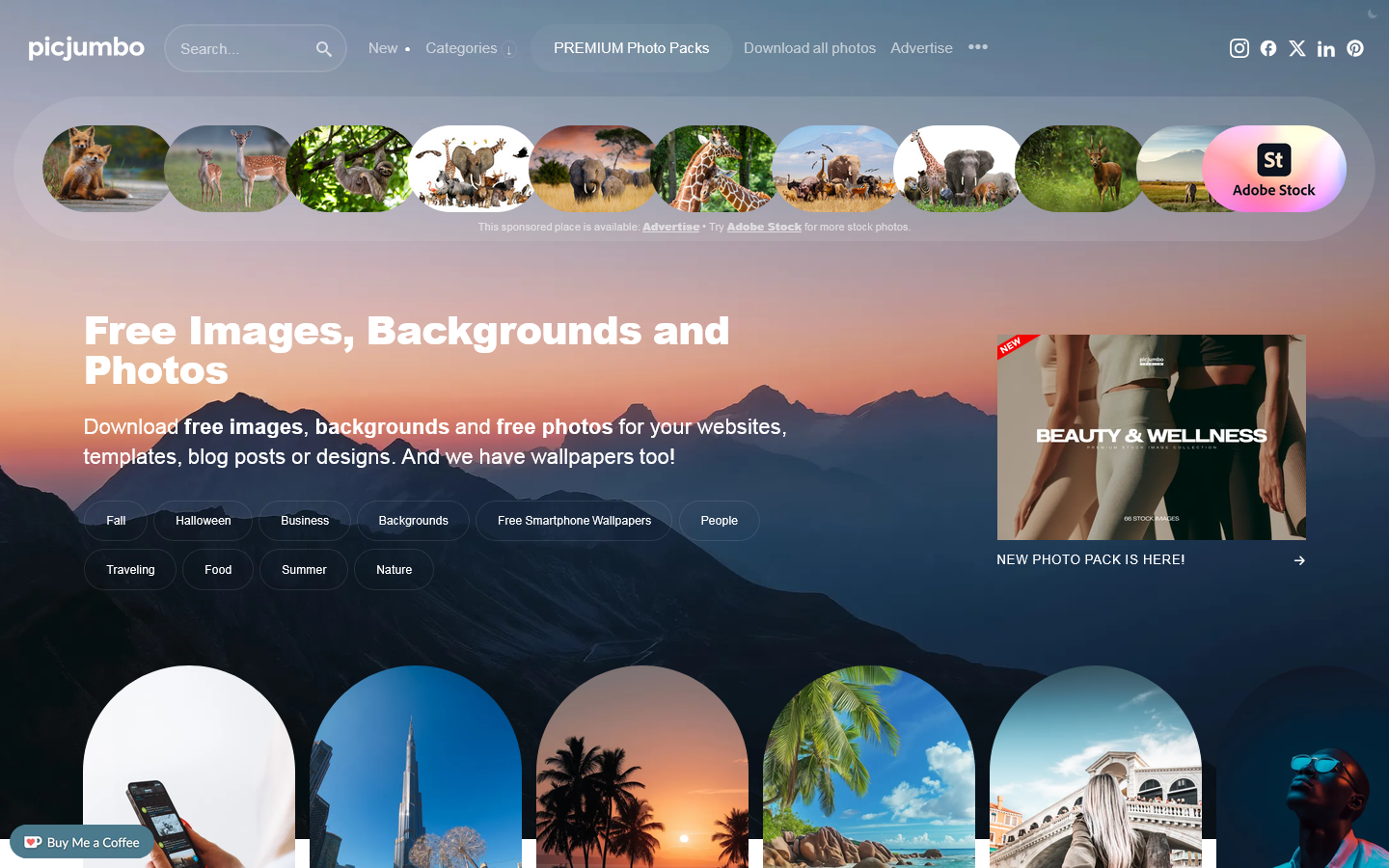 Free Images, Backgrounds and Photos • picjumbo Homepage screenshot