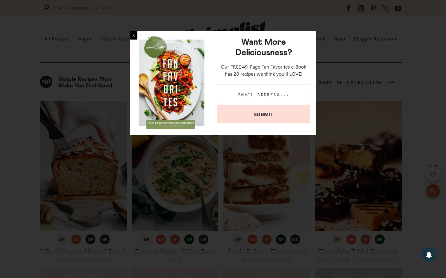 Minimalist Baker Homepage screenshot