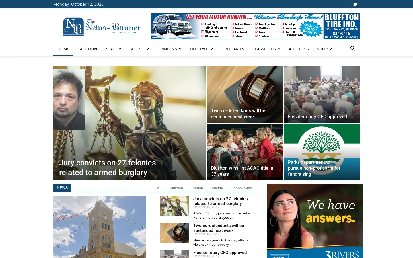 News Banner Homepage screenshot