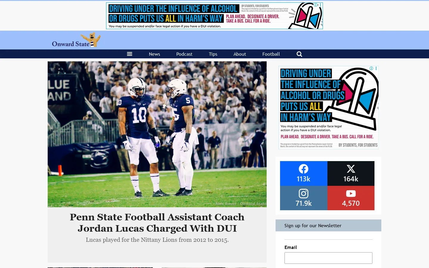 Onward State Homepage screenshot