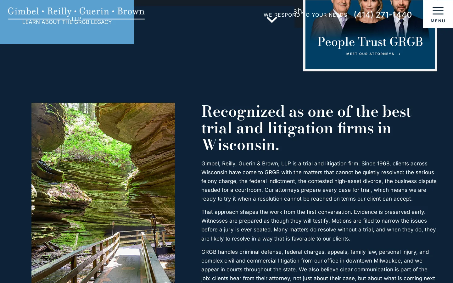 Wisconsin Trial Attorneys | Milwaukee Personal Injury Lawyers | Business Law Homepage screenshot