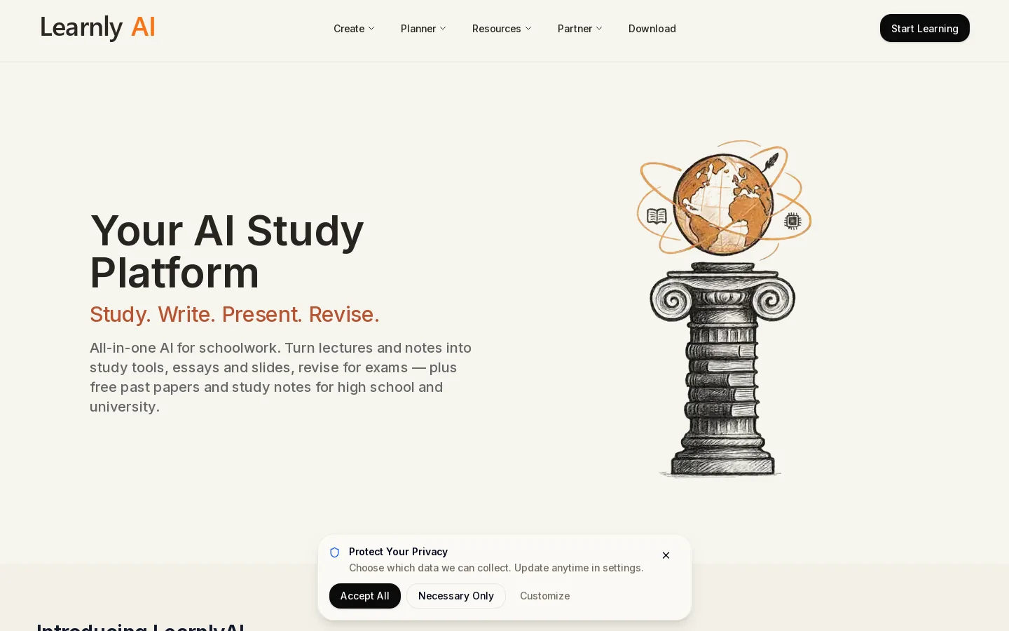 LearnlyAI Homepage screenshot