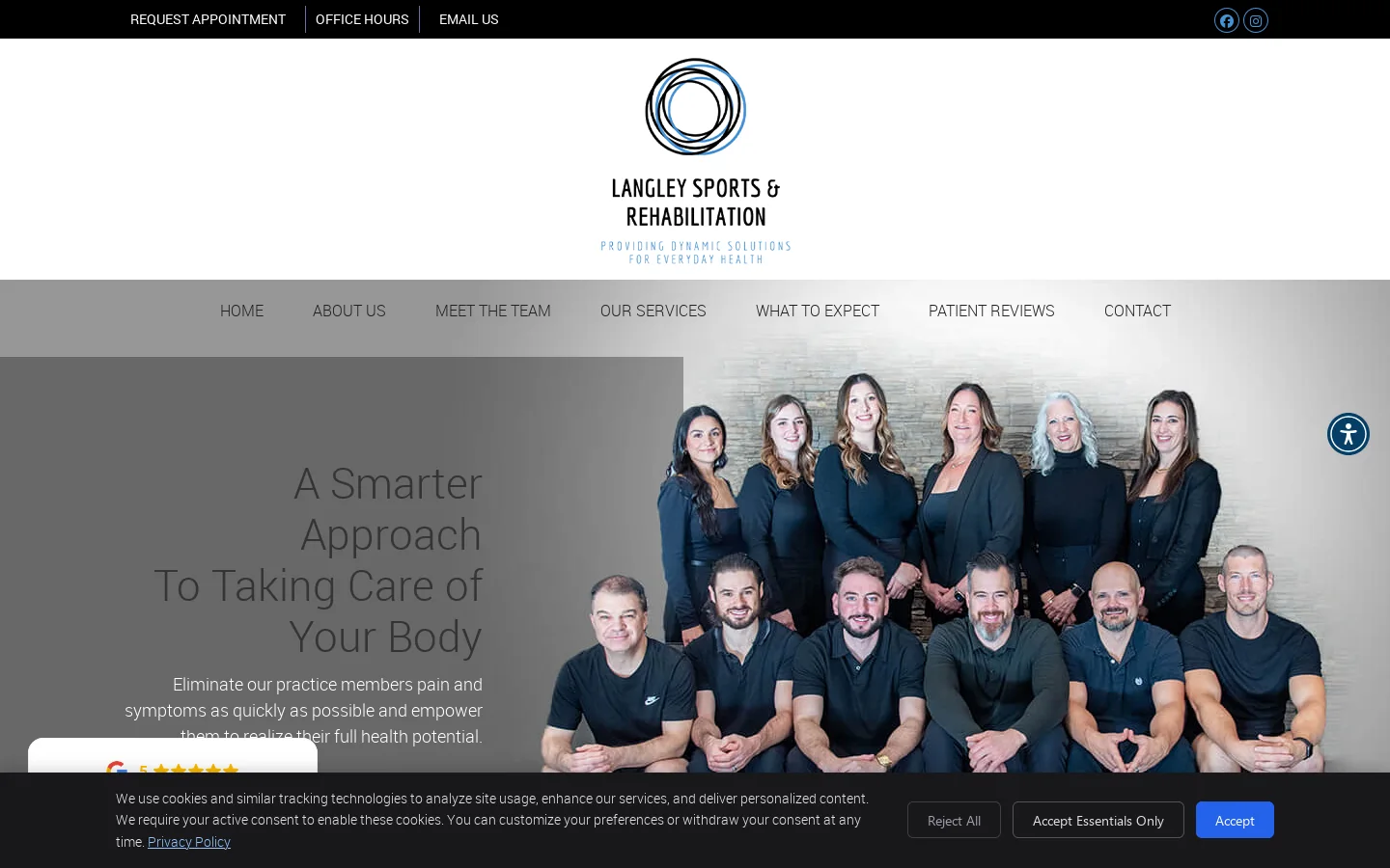 Chiropractor Langley BC | Langley Sports & Rehabilitation Homepage screenshot