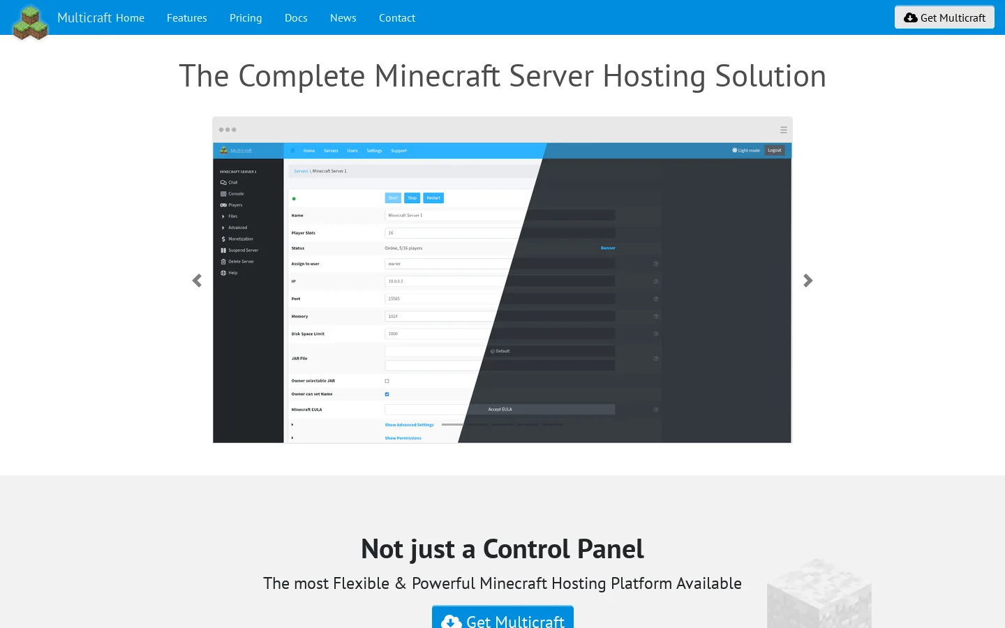 Multicraft Homepage screenshot