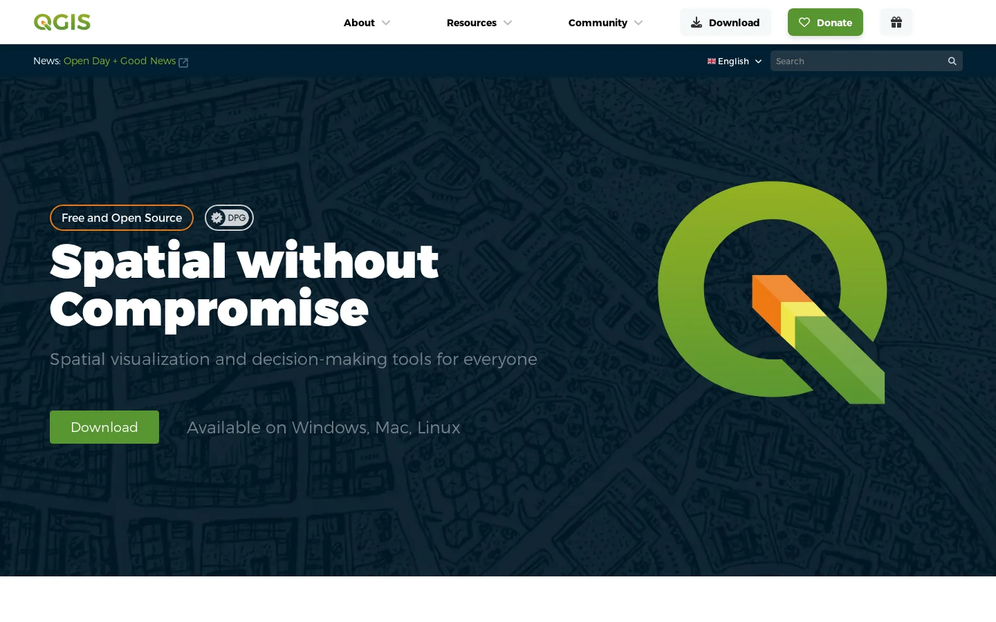 QGIS Homepage screenshot