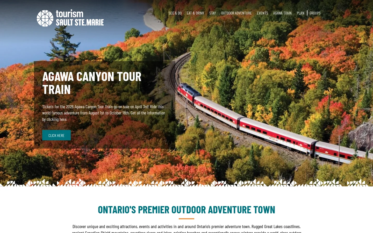 Ontario's Best Adventure Town | Tourism Sault Ste. Marie Homepage screenshot