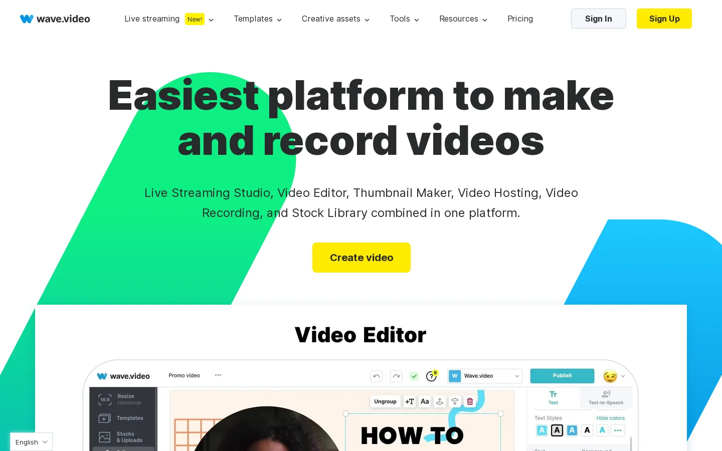 Wave.video Homepage screenshot