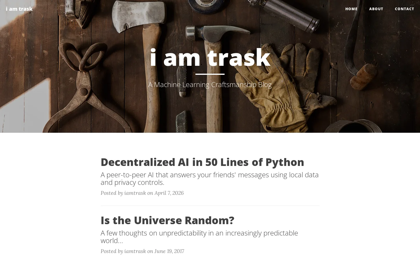 i am trask Homepage screenshot