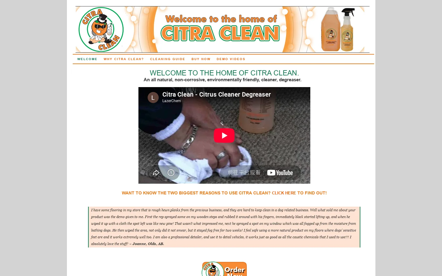 Welcome - Environmentally Friendly Citrus Cleaner Homepage screenshot