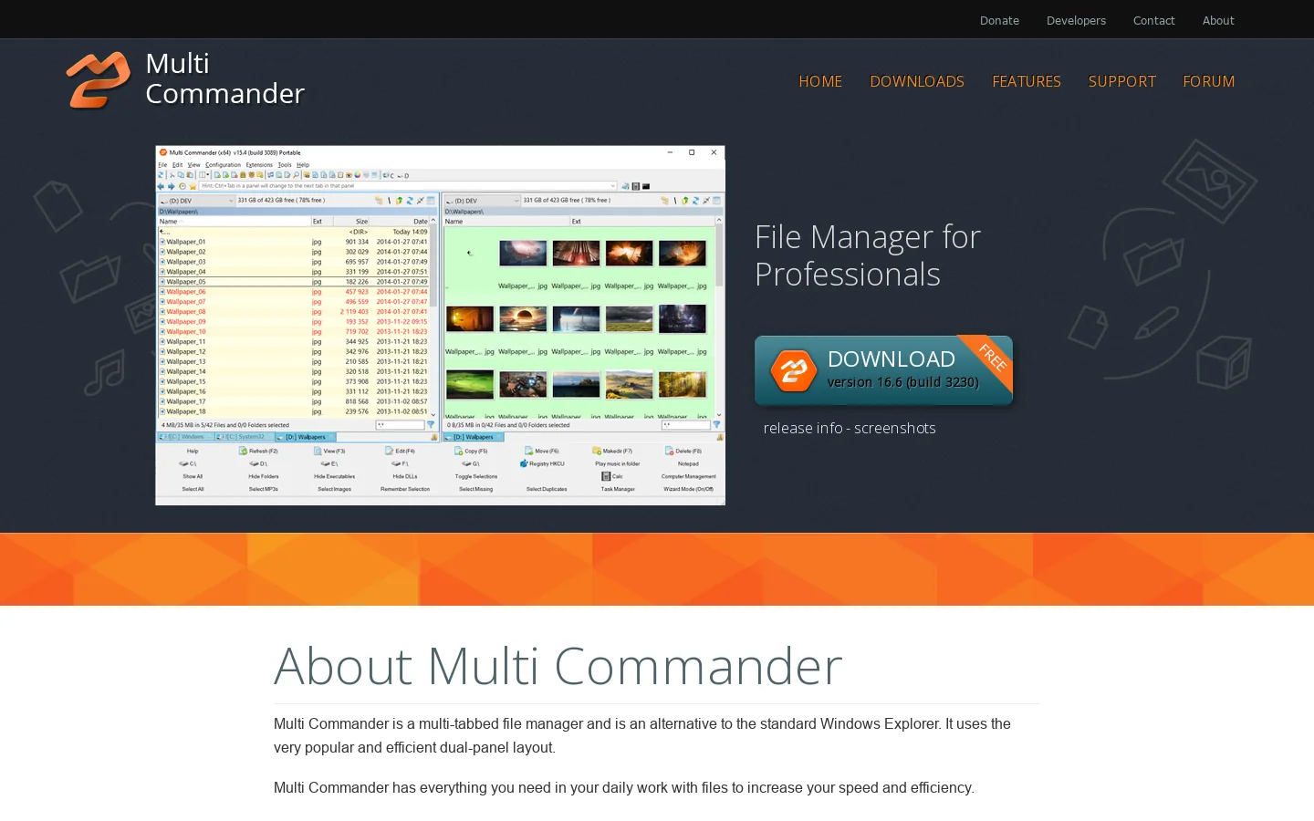MultiCommander Homepage screenshot