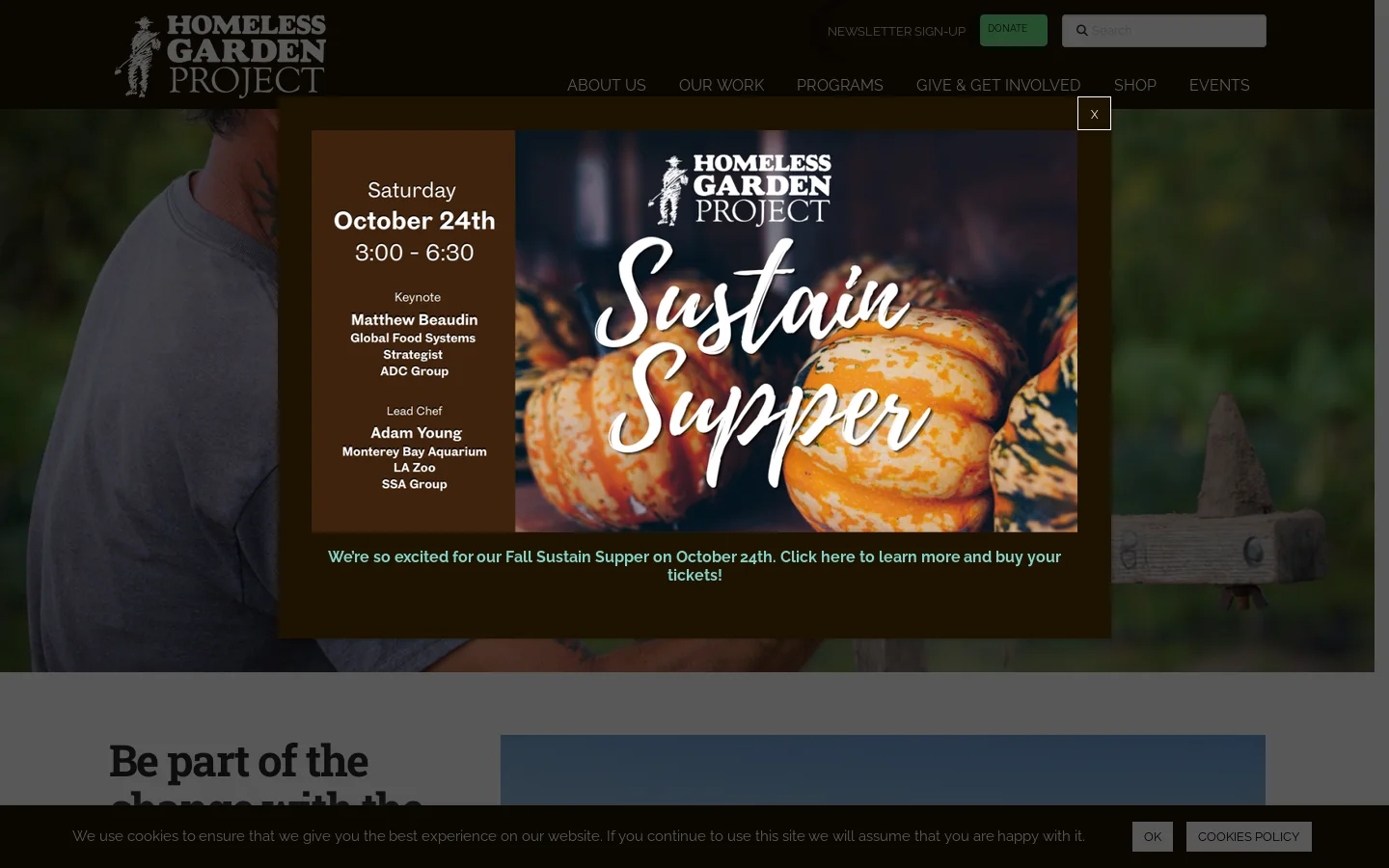 Homeless Garden Project Homepage screenshot