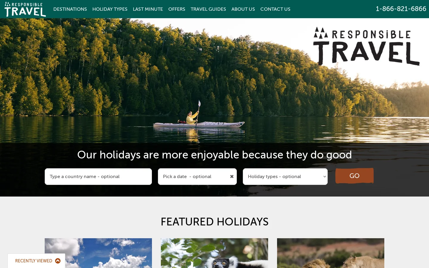 Responsible Travel Homepage screenshot
