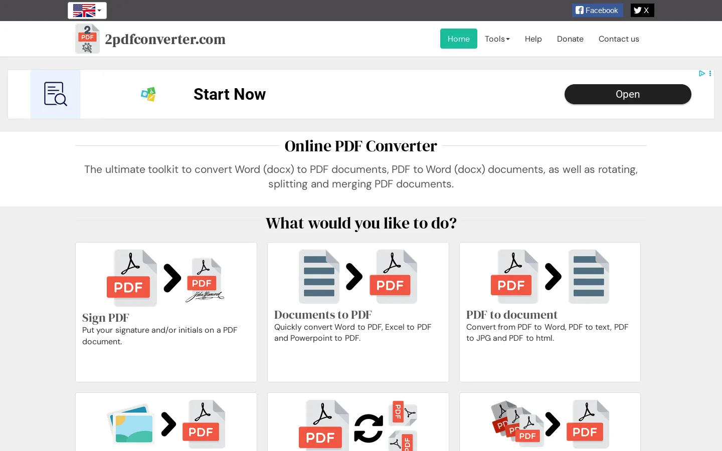 2pdfconverter.com Homepage screenshot