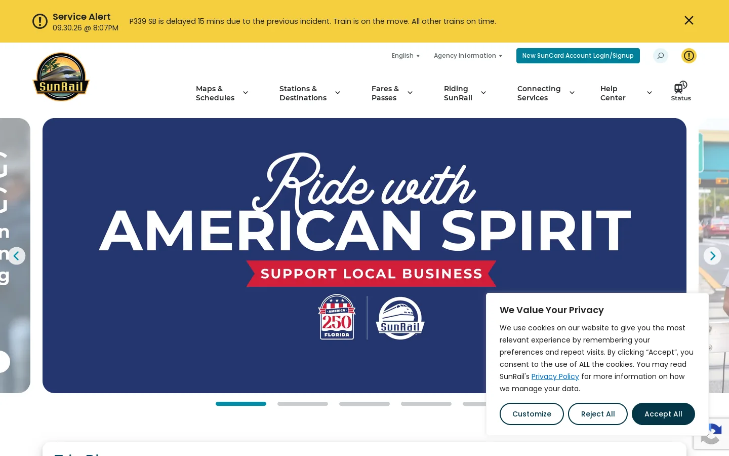 SunRail Homepage screenshot