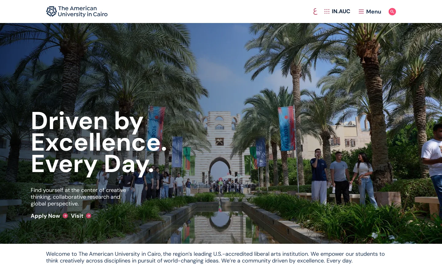 The American University in Cairo | The American University in Cairo Homepage screenshot