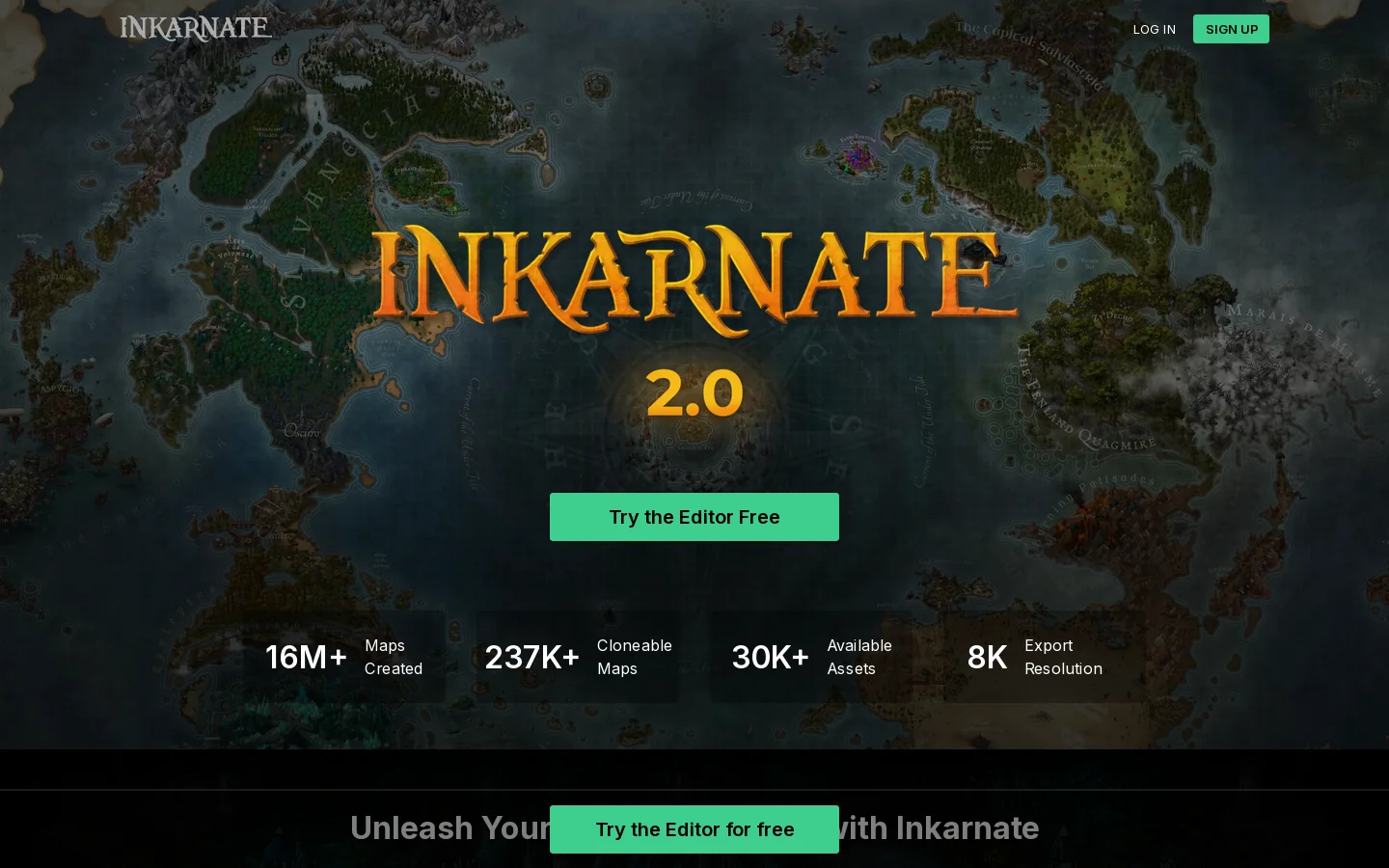 Inkarnate Homepage screenshot