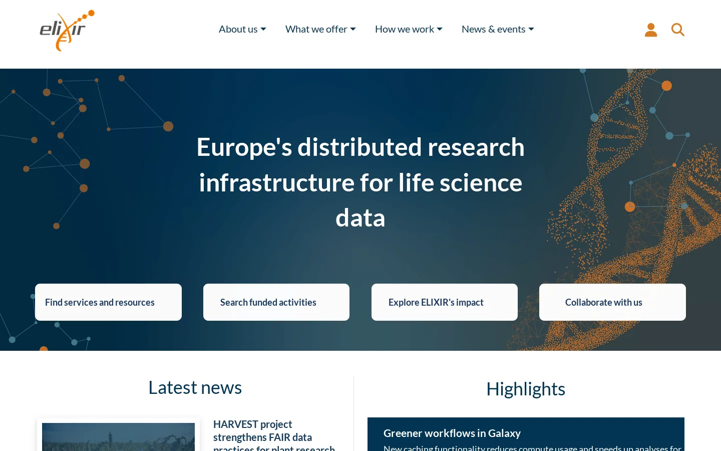 Welcome to ELIXIR | ELIXIR Homepage screenshot