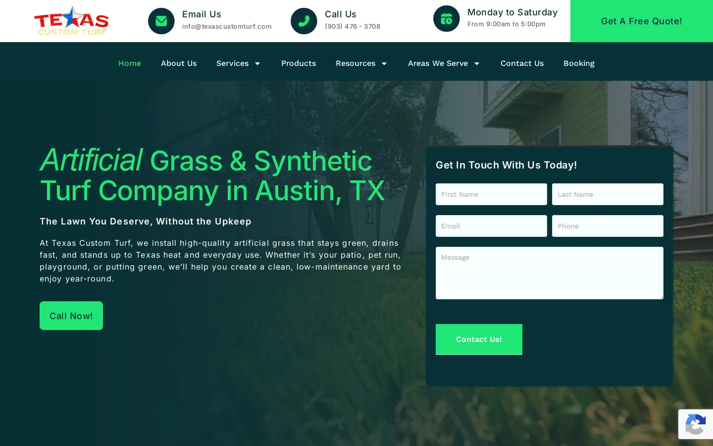 Artificial Grass and Synthetic Turf​ Company in Austin, TX Homepage screenshot