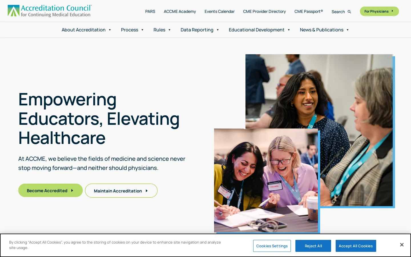 ACCME Homepage screenshot