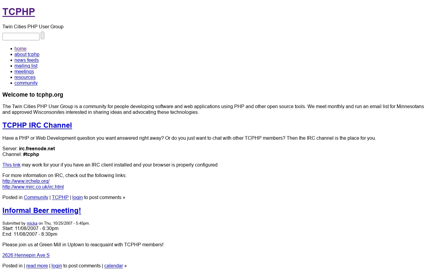 TCPHP Homepage screenshot