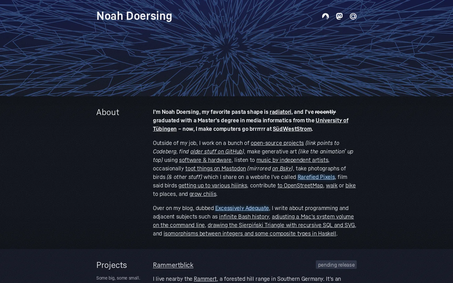Noah Doersing Homepage screenshot